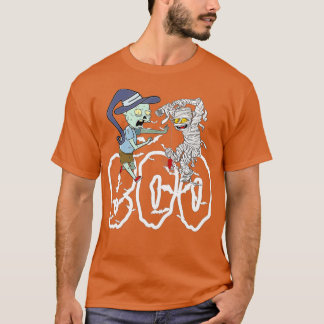Camiseta Boo com chapéu de bruxa zombie, aranhas e morcegos