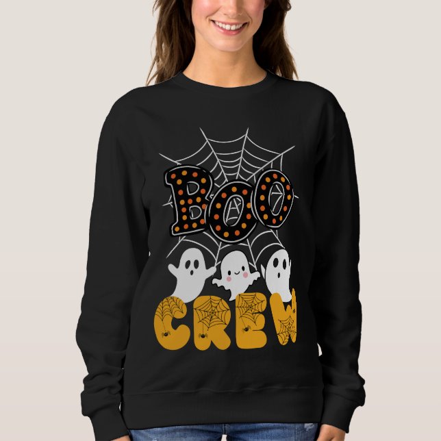 Camiseta Boo Crew Halloween Sweatshirt com Fantasmas Bonito (Frente)