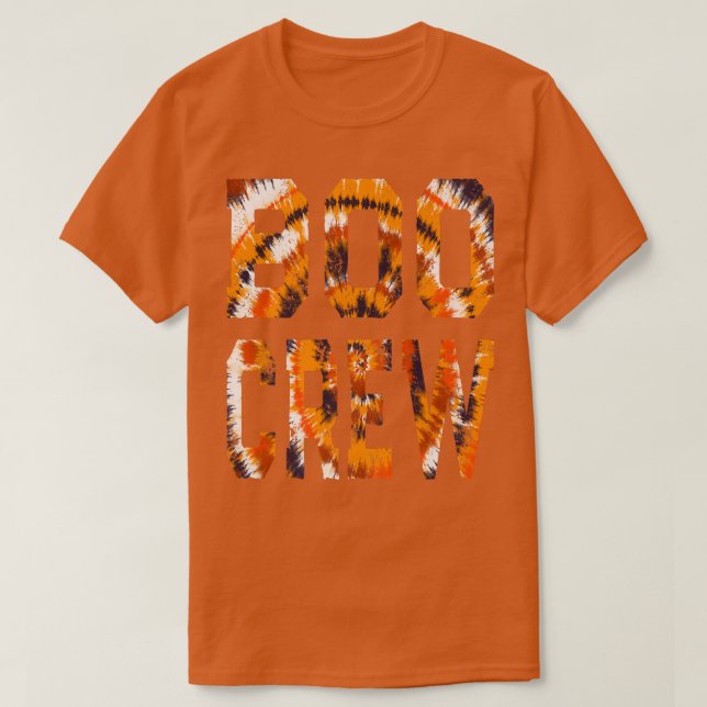 Camiseta Boo Crew Orange Tie Dye Combinação Halloween Haunt (Frente do Design)