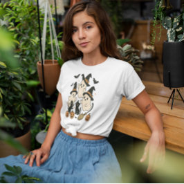 Camiseta Boo Crew Witchy Ghosts Black Cats Kawaii Hallowen