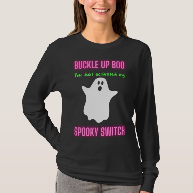 Camiseta Boo de Encerramento Você Acendeu Meu Switch Spooky (Frente)