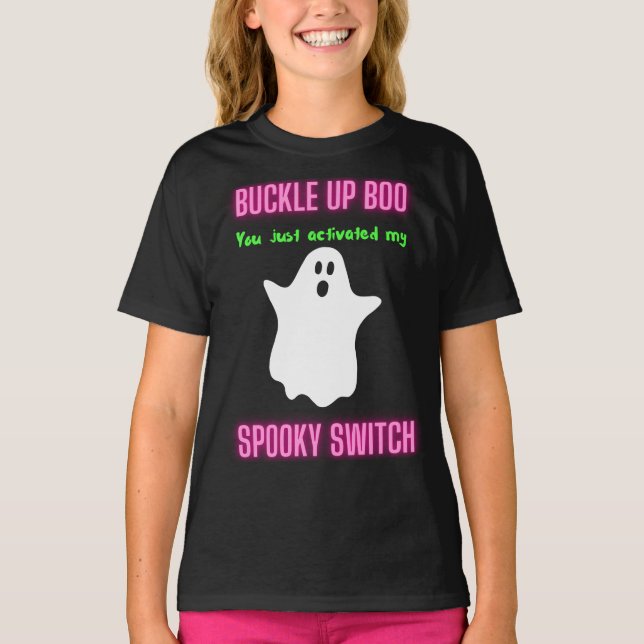 Camiseta Boo de Encerramento Você Acendeu Meu Switch Spooky (Frente)