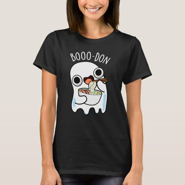 Camiseta Boo-don Funny Ghost Udon Pun Dark BG (Frente)