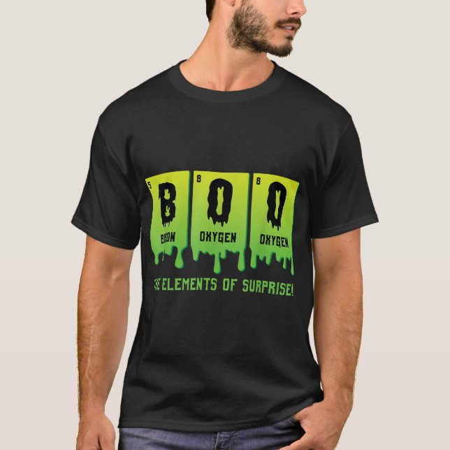 Camiseta Boo Elements Of Surprise Science Teacher Halloween (Frente)