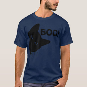 Camiseta Boo Engraçado Escondendo Peekaboo Assustador Gato