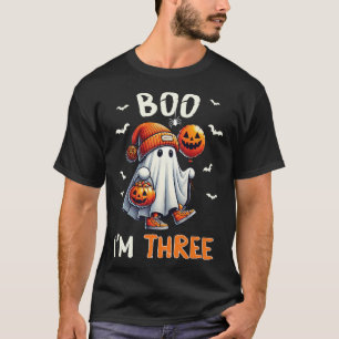 Camiseta Boo, eu sou três garotinho do aniversário de 3 ano