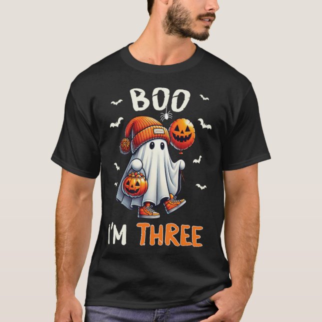 Camiseta Boo, eu sou três garotinho do aniversário de 3 ano (Frente)