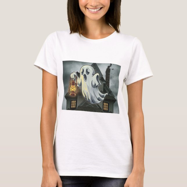 Camiseta Boo fantasma branco das bruxas (Frente)