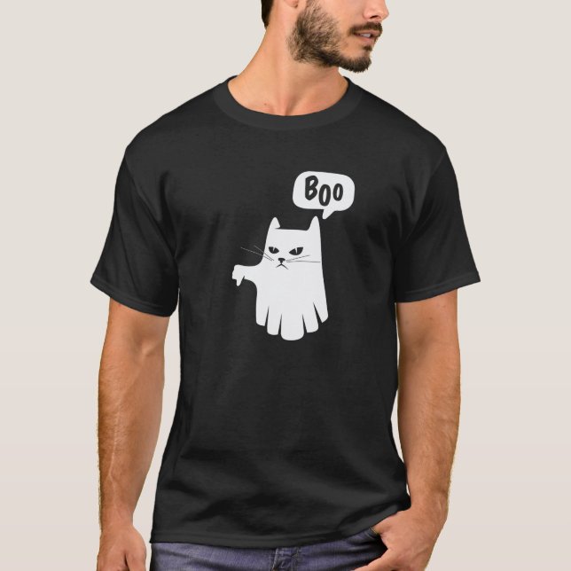 Camiseta Boo Ghost Cat desaprova desaprovação Halloween 202 (Frente)