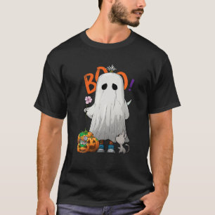 Camiseta Boo Ghost Cat e Pumpkin Halloween Costume T Shir