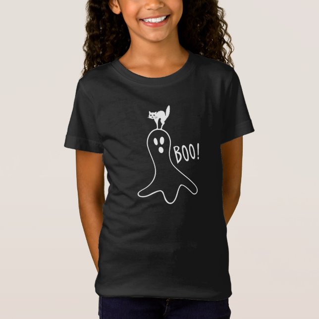 Camiseta Boo Ghost Cat Halloween (Frente)