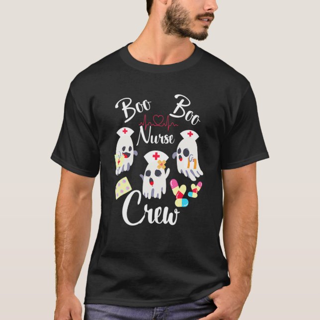 Camiseta Boo Ghost Halloween Costume Boo Boo Enfermeira Cre (Frente)
