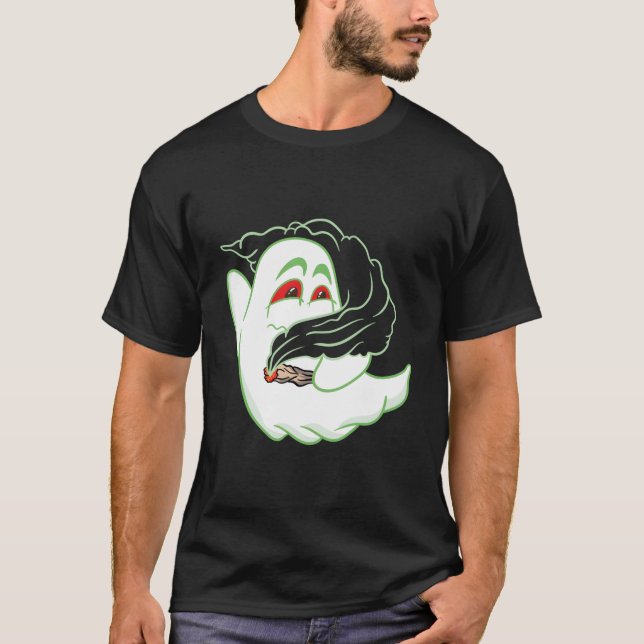 Camiseta Boo Ghost Smoking Weed Thc Happy Halloweed Hallowe (Frente)