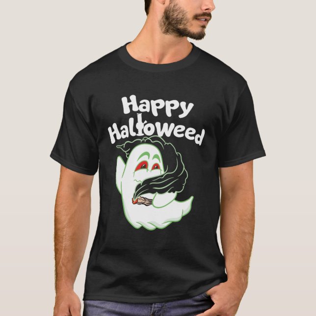 Camiseta Boo Ghost Smoking Weed ThHappy Halloweed (Frente)