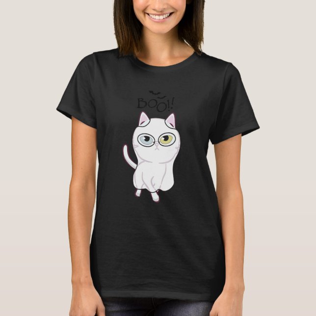 Camiseta Boo Halloween Cat Costume Boo Cat Ideia (Frente)