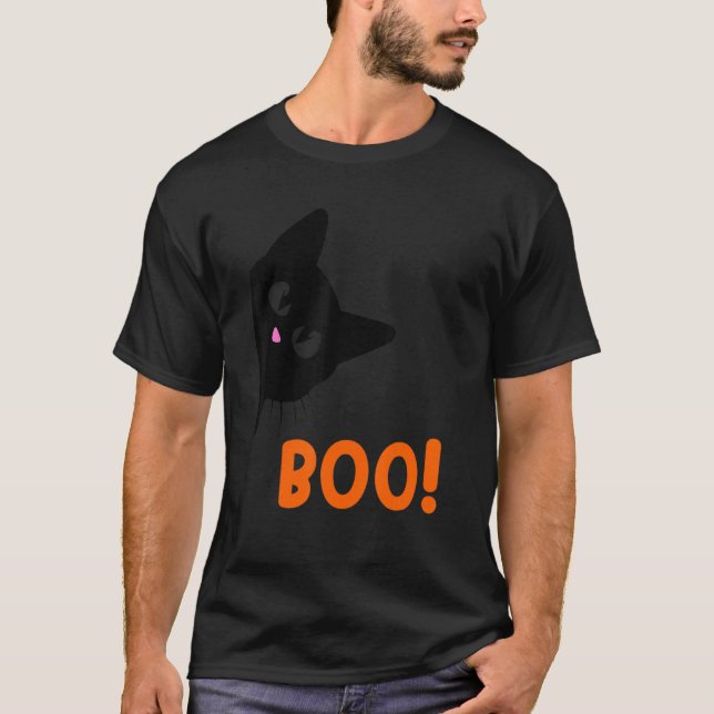 Camiseta Boo Halloween Cat Costume Halloween Black Cat Todd (Frente)