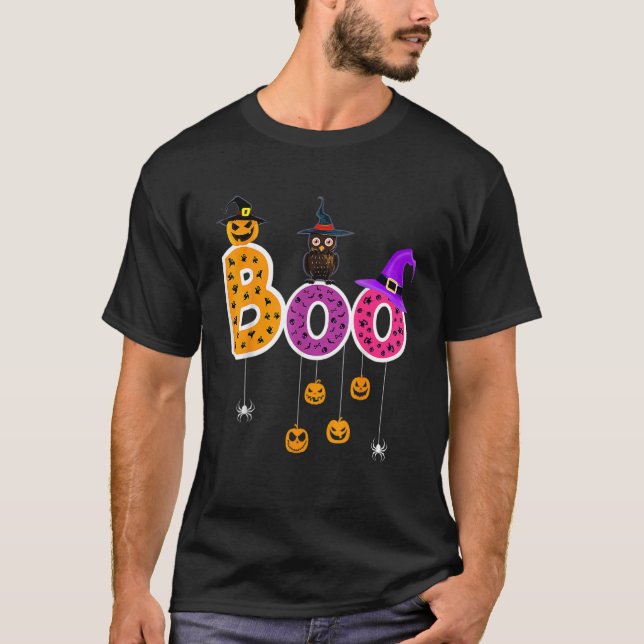 Camiseta Boo Halloween Costume Spiders Fantasmas Pumkin & W (Frente)