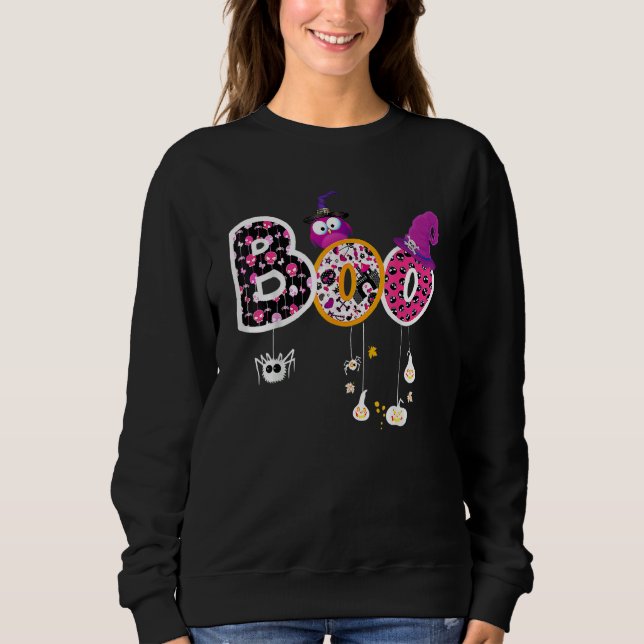 Camiseta Boo Halloween Costume Spiders Ghosts Pumkin & Witc (Frente)
