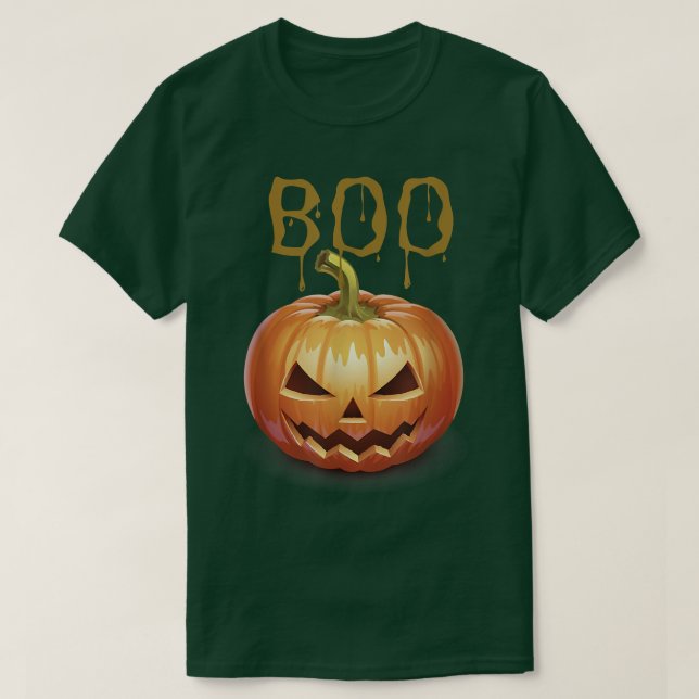 Camiseta boo halloween spiders ghosts pumpkin & witch hat  (Frente do Design)