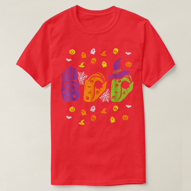 Camiseta Boo Hands American Sign Language Pride ASL Hallowe (Frente do Design)