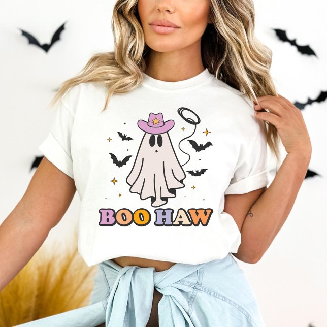 Camiseta Boo Haw Cowboy Spooky Cute Ghost Halloween (Criador carregado)