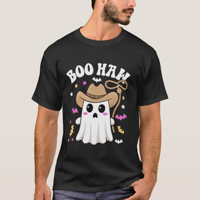 Camiseta Boo Haw Ghost Funny Cowboy Cowgirl Western Hallowe (Frente)