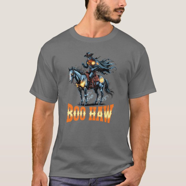 Camiseta Boo Haw Halloween Cowboy (Frente)