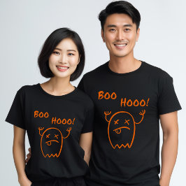 Camiseta Boo Hooo Fantasma de Halloween Escuro Monocromátic