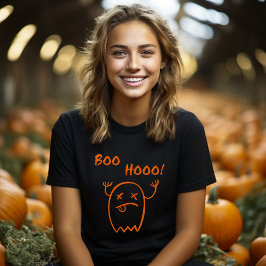 Camiseta Boo Hooo Fantasma de Halloween Escuro Monocromátic