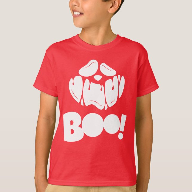 Camiseta Boo Horror Face Feliz Dia das Bruxas (Frente)