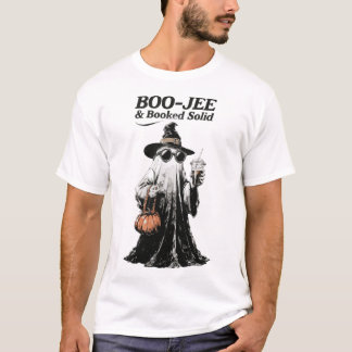 Camiseta Boo-Jee & Booked Solid Fantasma Retro Halloween
