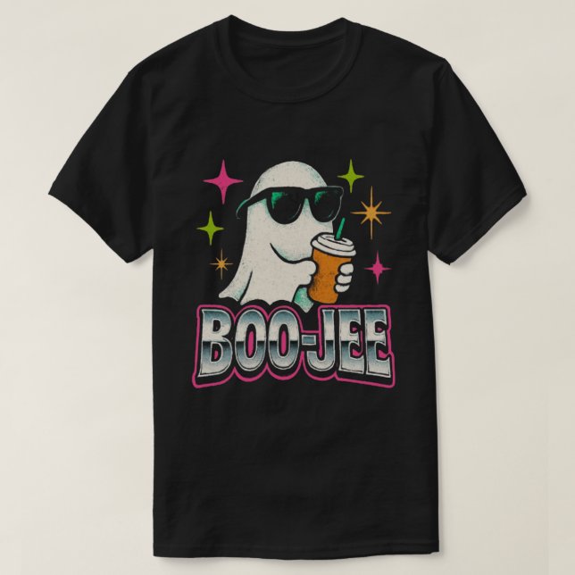 Camiseta Boo-jee Bootleg Retro Ghost Halloween Design (Frente do Design)