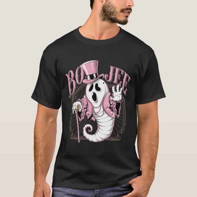 Camiseta Boo Jee Halloween Boujee Boo Jee Ghost Rosa T-Shir (Frente)