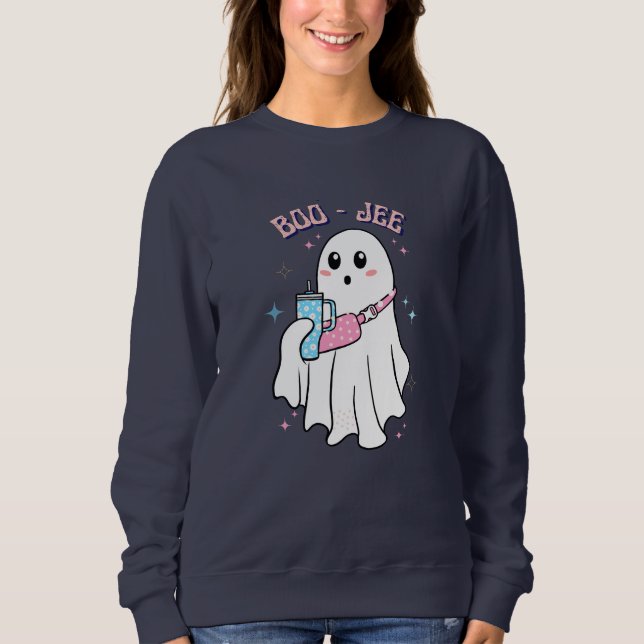 Camiseta BOO-JEE Spooky Ghost Galloween Design (Frente)
