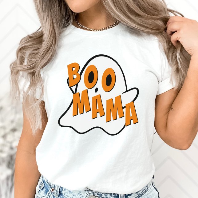 Camiseta Boo Mama Mãe Fantasma Branca de Halloween (boo mama ghost Halloween shirt for moms)