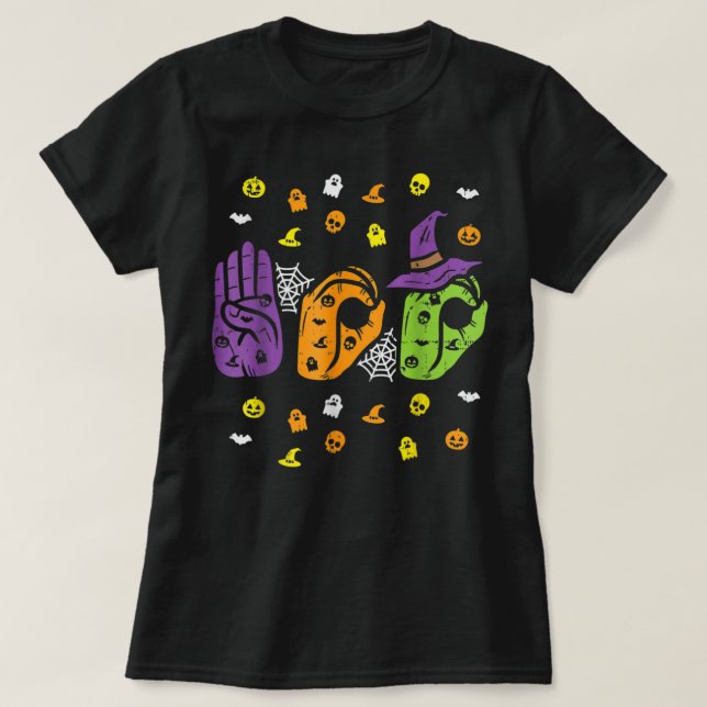 Camiseta Boo Mãos Orgulho Americano da Língua de Sinais ASL (Frente do Design)