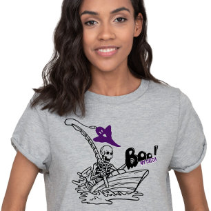 Camiseta Boo Meu Pega Halloween Pescar Minimalista