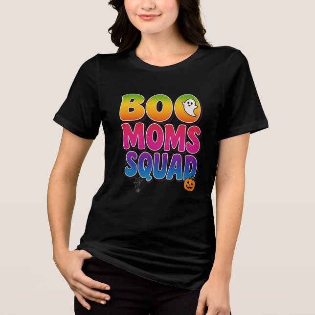 Camiseta BOO Moms Squad Halloween Ghost & Pumpkin Tie-Dye (Frente)