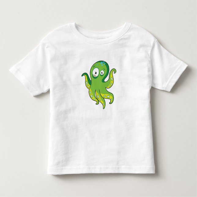 Camiseta Boo Octopus Green Kids Clothing & Décor (Frente)
