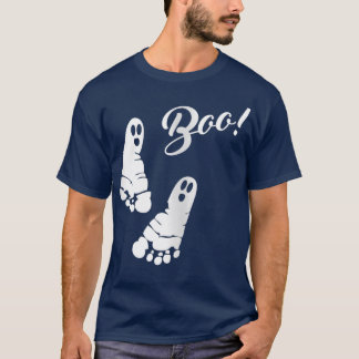 Camiseta Boo Pegadas de Halloween Anúncio de Gravidez G