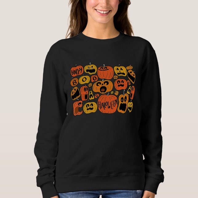 Camiseta Boo Pumpkins Fall Vibes  Jack O Lantern Halloween (Frente)