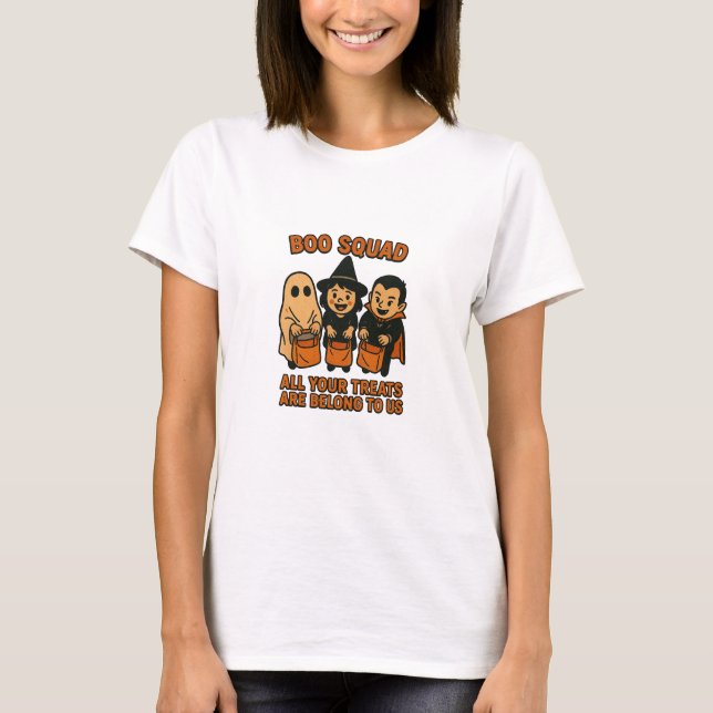 Camiseta Boo Squad – Todos os Seus Doces Pertencem a Nós (Frente)