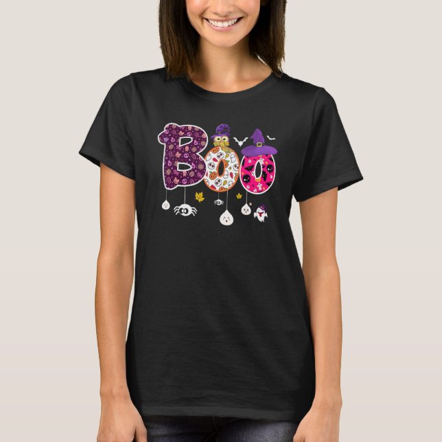 Camiseta Boo With Spiders And Witch Hat Halloween 1 (Frente)