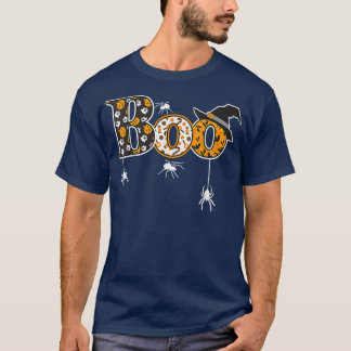 Camiseta Boo With Spiders And Witch Hat Halloween T 
