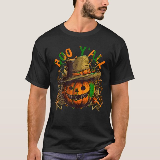 Camiseta Boo Y Jack O Lanterna Face Pumpkin Halloween Co (Frente)