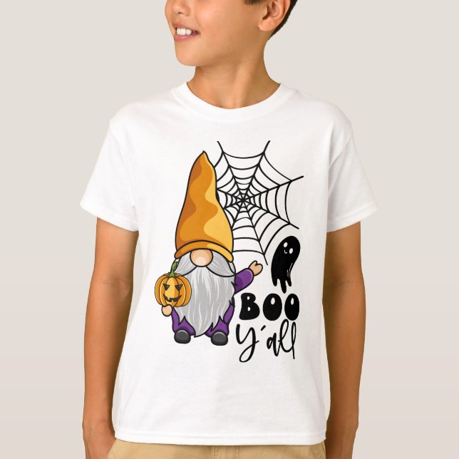 Camiseta Boo Y'all Halloween Gnomo (Frente)