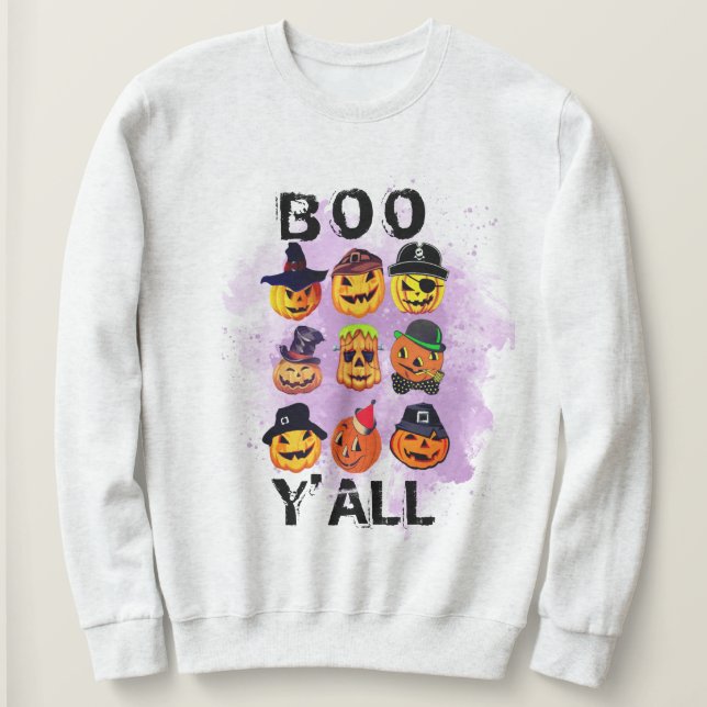 Camiseta Boo Yall Halloween Hoodie Pumpkin Carving Design (Frente do Design)