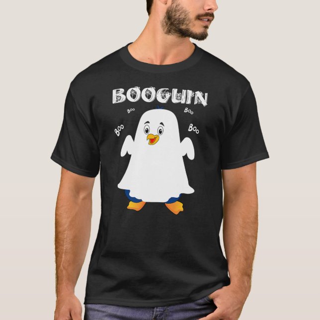 Camiseta Booguin Halloween penguin in ghost costume funny (Frente)