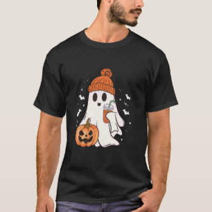 Camiseta Boojee Ghost Bebendo Café Lover Halloween Trick