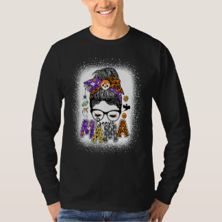 Camiseta Boojie Mama Halloween Monster Messy Bun Skull Mom 